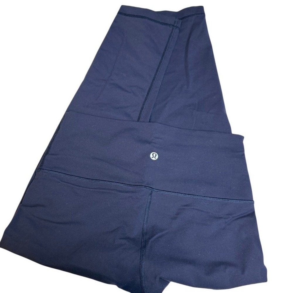 Lululemon Women Navy‎ Blue High Rise Wunder Under Crop Leggings 4 Yoga Workout